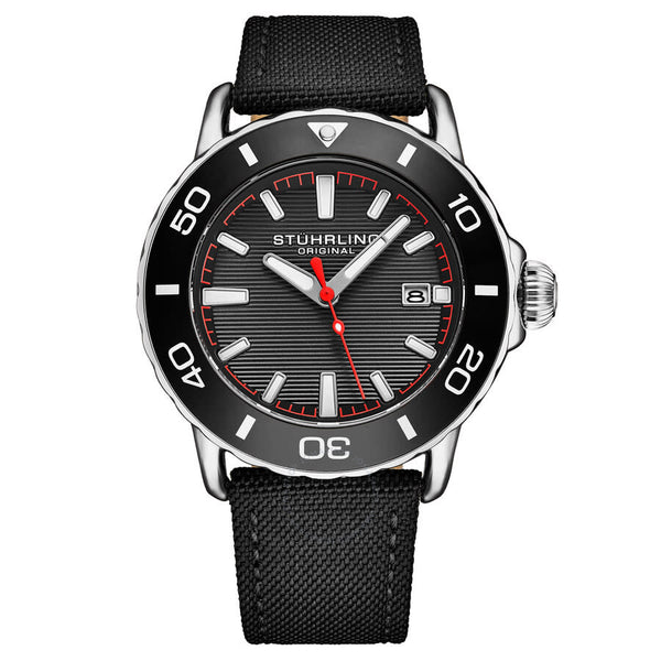 Stuhrling Original Aquadiver Quartz Black Dial Men's Watch M18248 - The Watches Men & Co