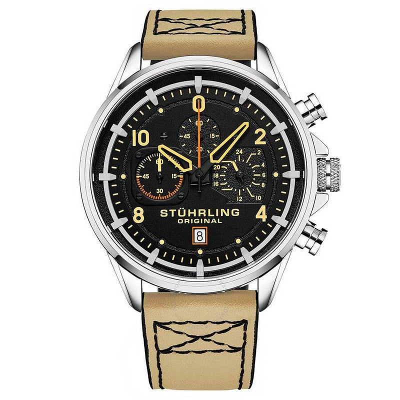 Stuhrling Original Aviator Black Dial Men's Watch M15552 - The Watches Men & Co