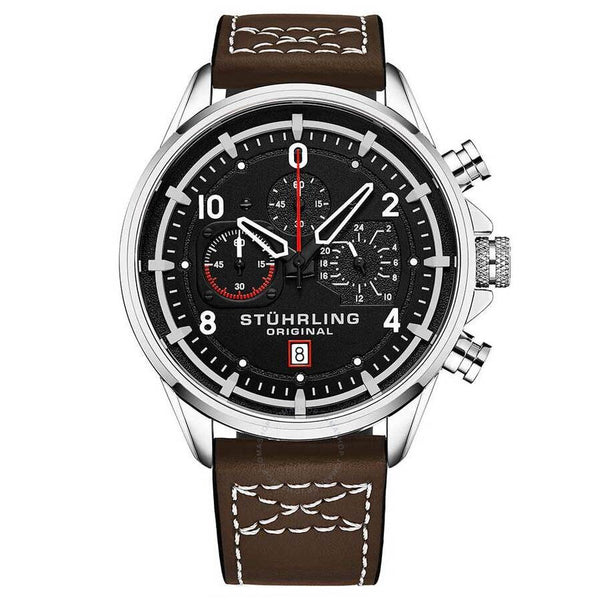 Stuhrling Original Aviator Black Dial Men's Watch M15553 - The Watches Men & Co