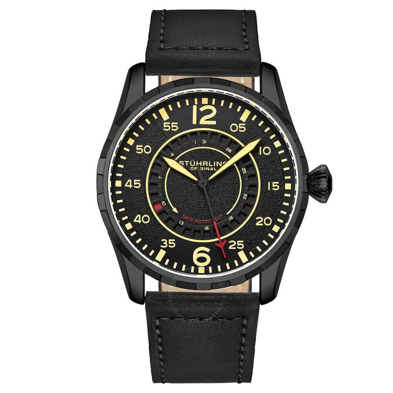 Stuhrling Original Aviator Black Dial Men's Watch M15933 - The Watches Men & Co