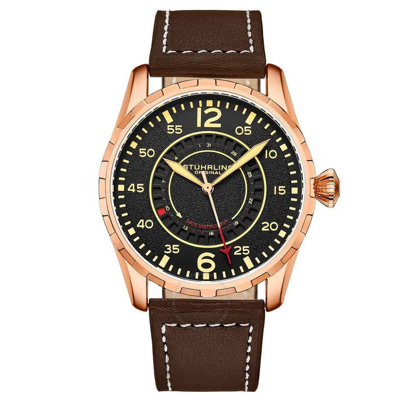 Stuhrling Original Aviator Black Dial Men's Watch M15982 - The Watches Men & Co