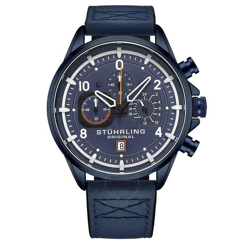 Stuhrling Original Aviator Blue Dial Men's Watch M15554 - The Watches Men & Co