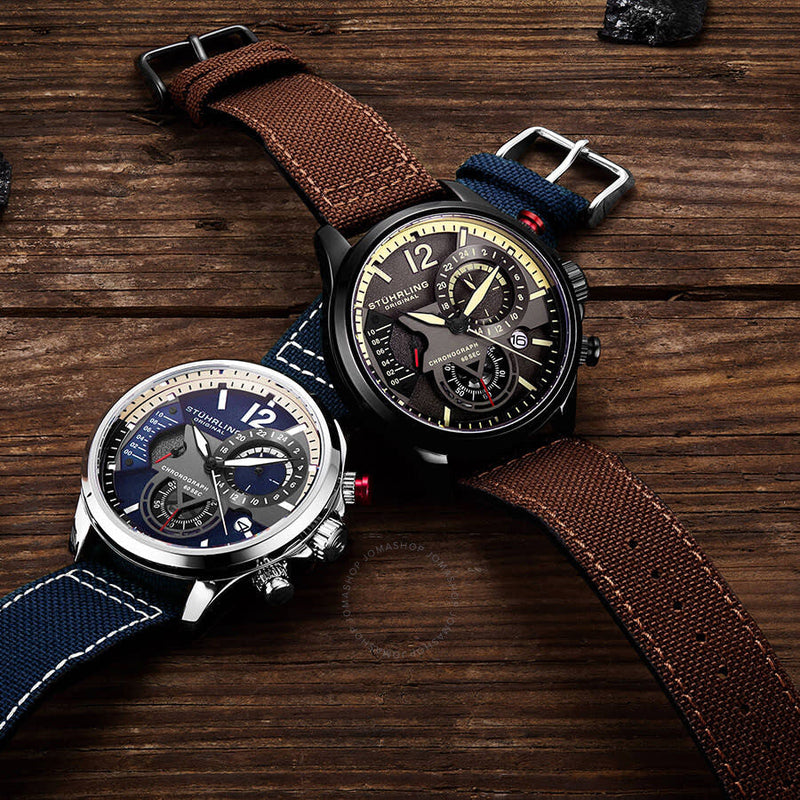 Stuhrling Original Aviator Quartz Green Dial Men's Watch M13588 - The Watches Men & Co #4