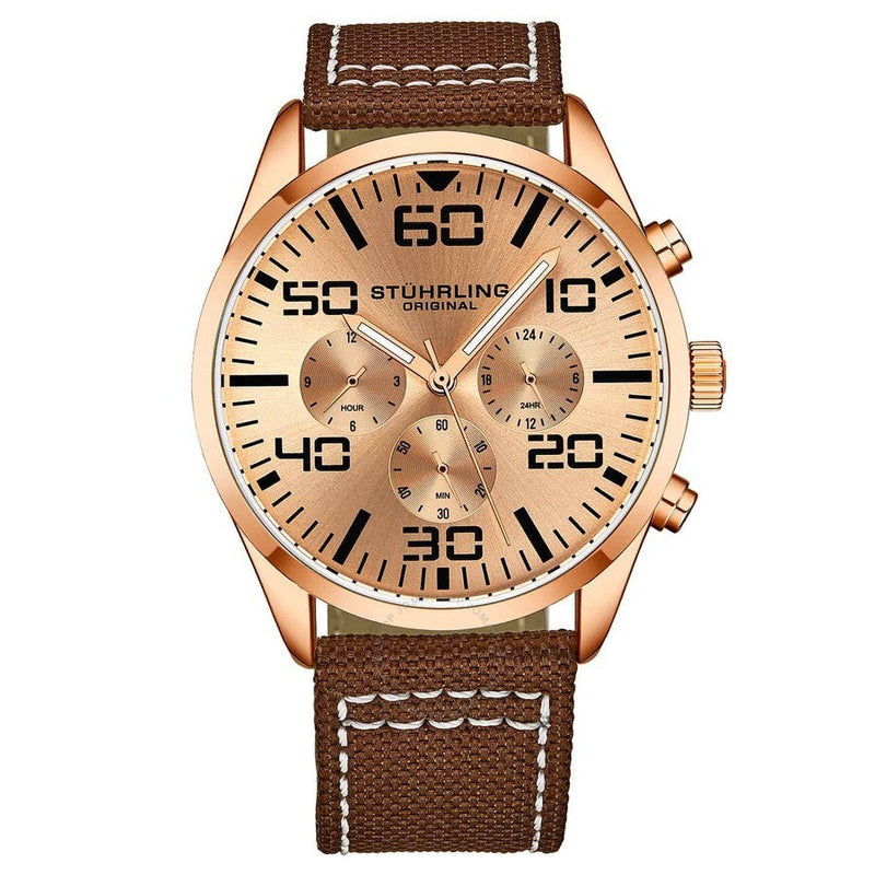 Stuhrling Original Aviator Rose Gold-tone Dial Men's Watch M15929 - The Watches Men & Co