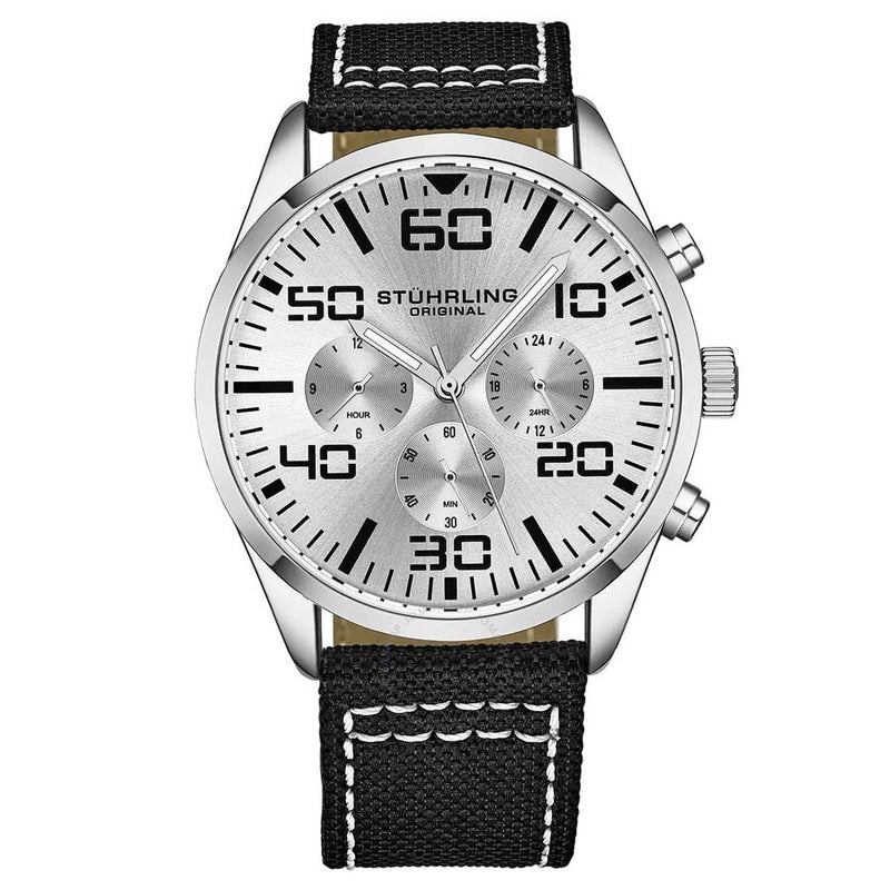 Stuhrling Original Aviator Silver-tone Dial Men's Watch M15925 - The Watches Men & Co