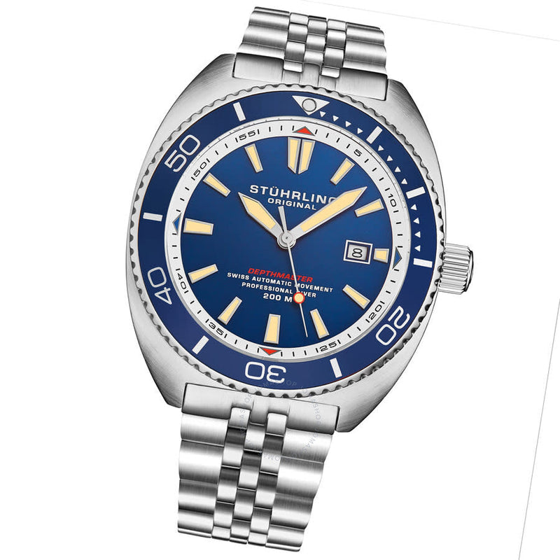 Stuhrling Original Depthmaster Automatic Blue Dial Men's Watch M18013 - The Watches Men & Co #2