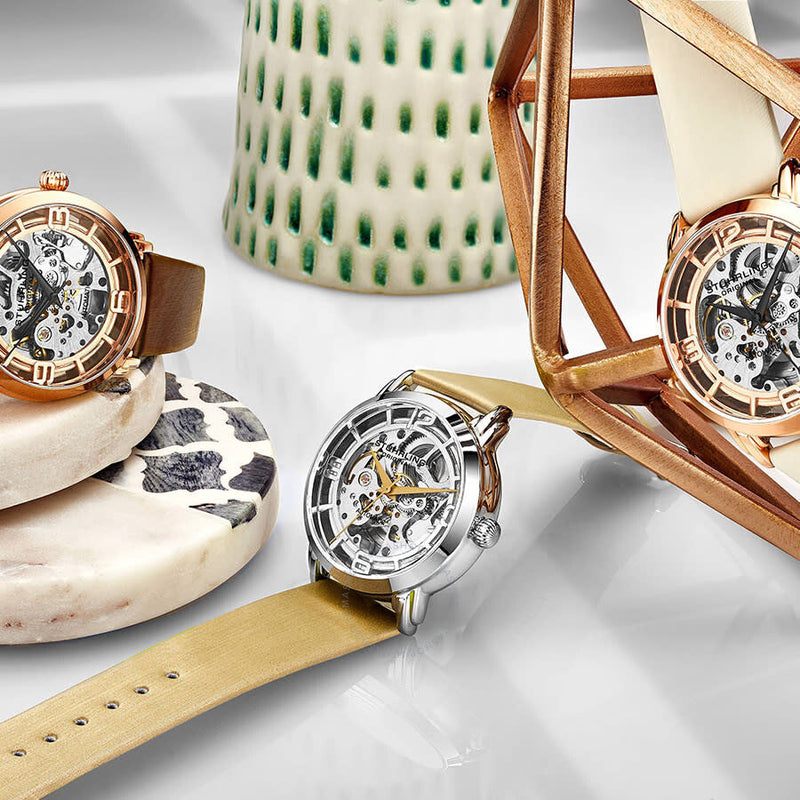 Stuhrling Original Legacy Automatic Silver Seleton Dial Ladies Watch M13637 - The Watches Men & Co #3