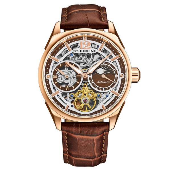 Stuhrling Original Legacy Chronograph Automatic Rose Gold Dial Men's Watch M18246 - The Watches Men & Co