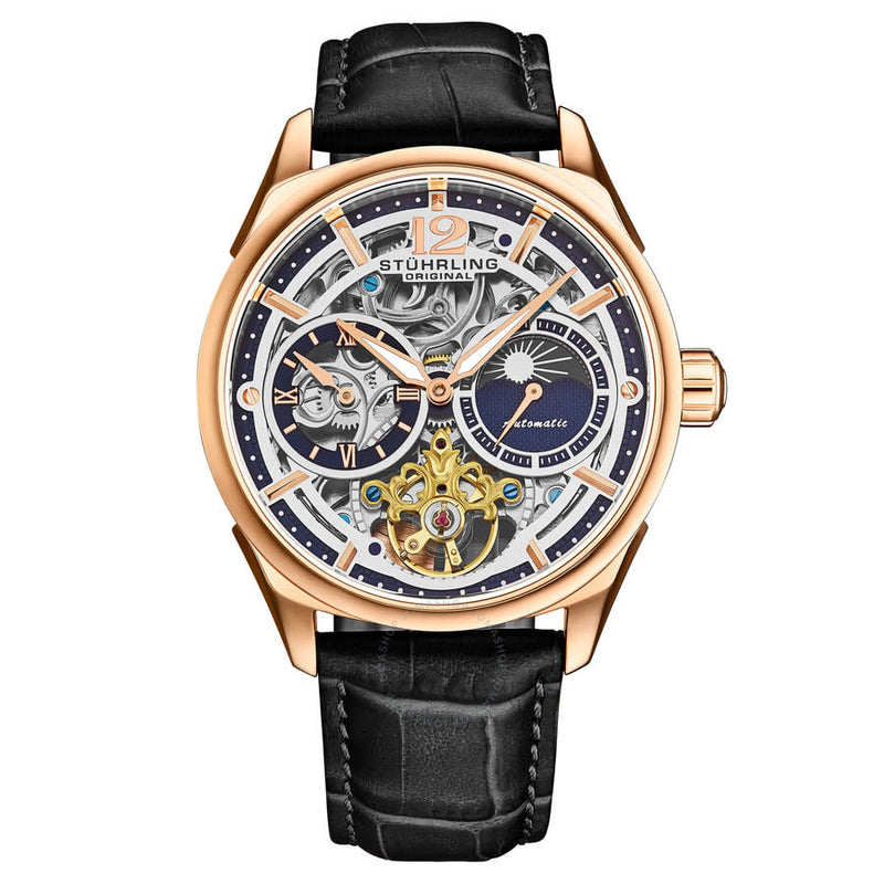 Stuhrling Original Legacy Chronograph Automatic Rose Gold Dial Men's Watch M18247 - The Watches Men & Co