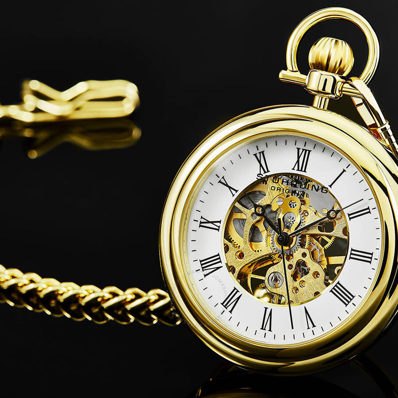 Stuhrling Original Legacy Hand Wind White Dial Men's Pocket Watch M13644 - The Watches Men & Co #3