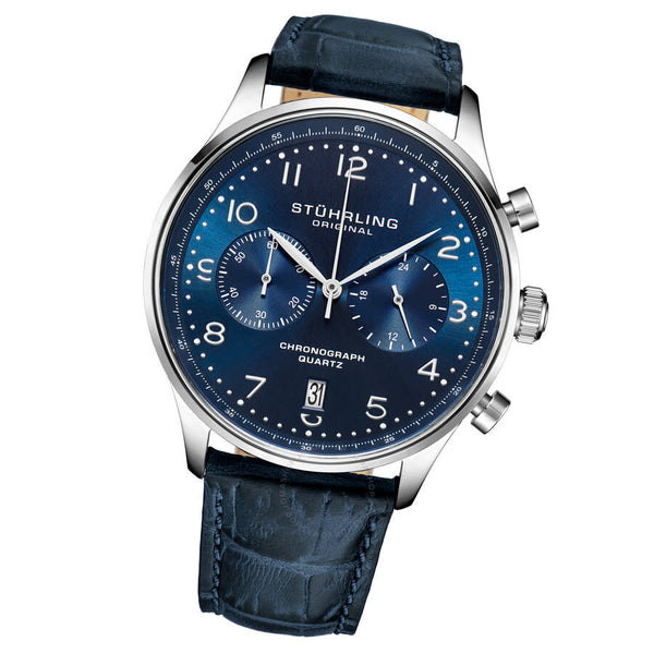 Stuhrling Original Monaco Chronograph Quartz Blue Dial Men's Watch M17970 - The Watches Men & Co #2