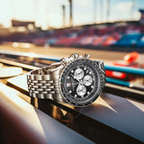 Stuhrling Original Monaco Chronograph Quartz Black Dial Men's Watch M18217 - The Watches Men & Co #3