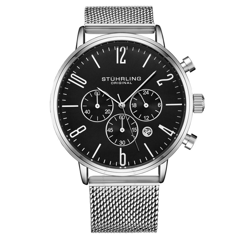 Stuhrling Original Monaco Chronograph Quartz Black Dial Men's Watch M16247 - The Watches Men & Co