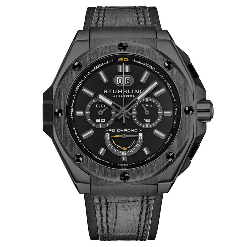 Stuhrling Original Monaco Chronograph Quartz Black Dial Men's Watch M18238 - The Watches Men & Co