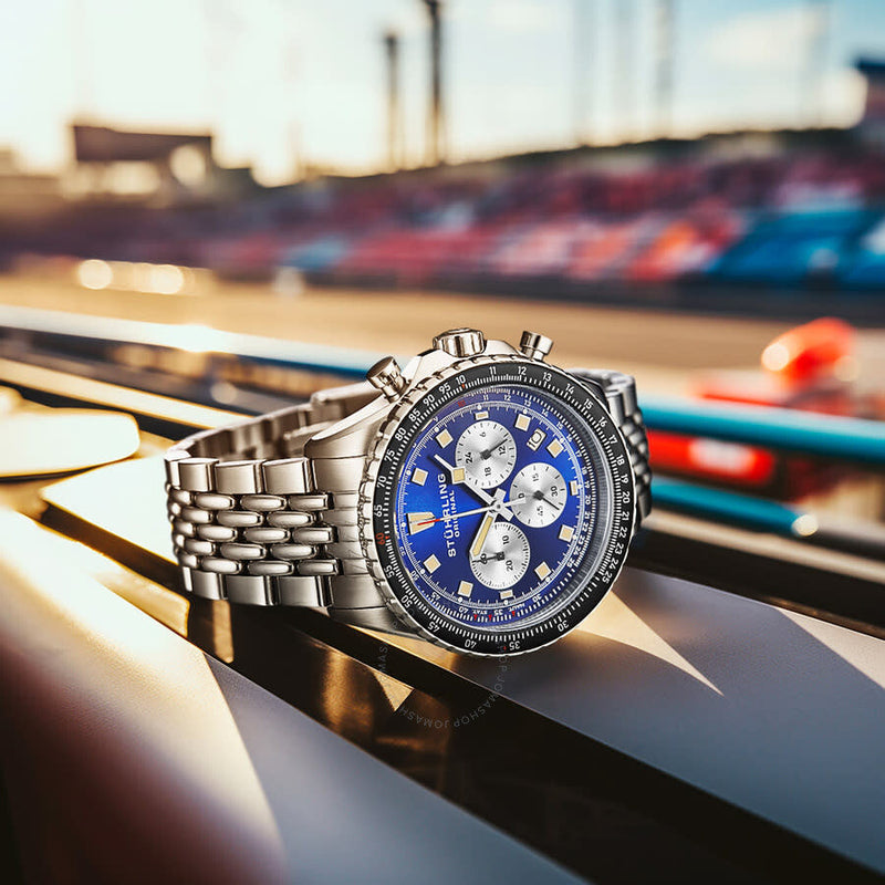 Stuhrling Original Monaco Chronograph Quartz Blue Dial Men's Watch M18216 - The Watches Men & Co #3