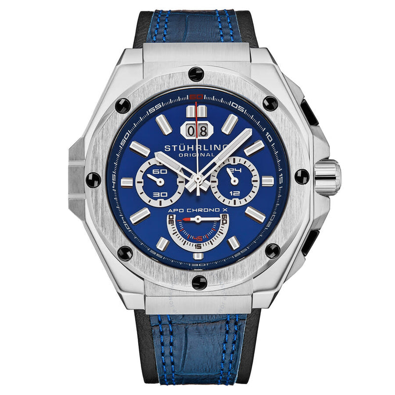 Stuhrling Original Monaco Chronograph Quartz Blue Dial Men's Watch M18237 - The Watches Men & Co