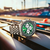 Stuhrling Original Monaco Chronograph Quartz Green Dial Men's Watch M18218 - The Watches Men & Co #3