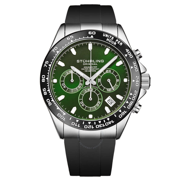 Stuhrling Original Monaco Chronograph Quartz Green Dial Men's Watch M18213 - The Watches Men & Co