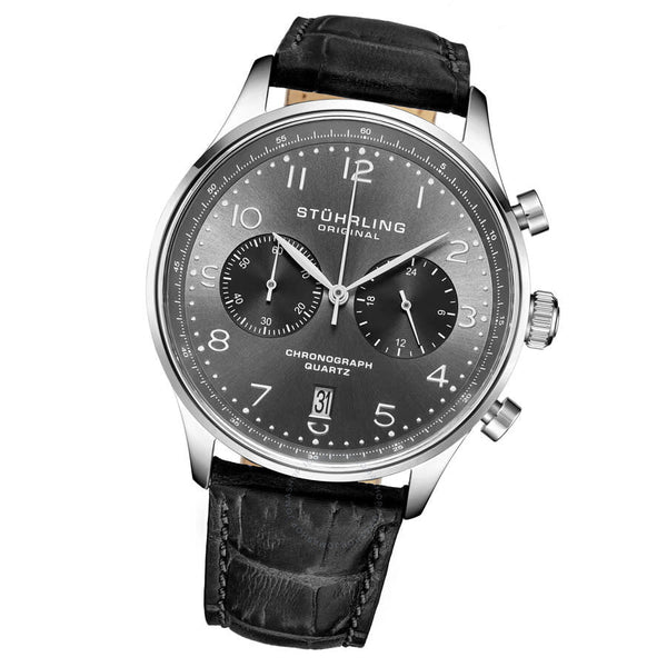 Stuhrling Original Monaco Chronograph Quartz Grey Dial Men's Watch M17969 - The Watches Men & Co #2