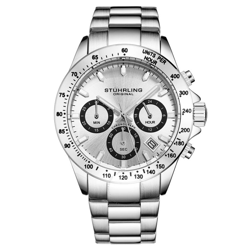 Stuhrling Original Monaco Chronograph Quartz Silver Dial Men's Watch M16851 - The Watches Men & Co