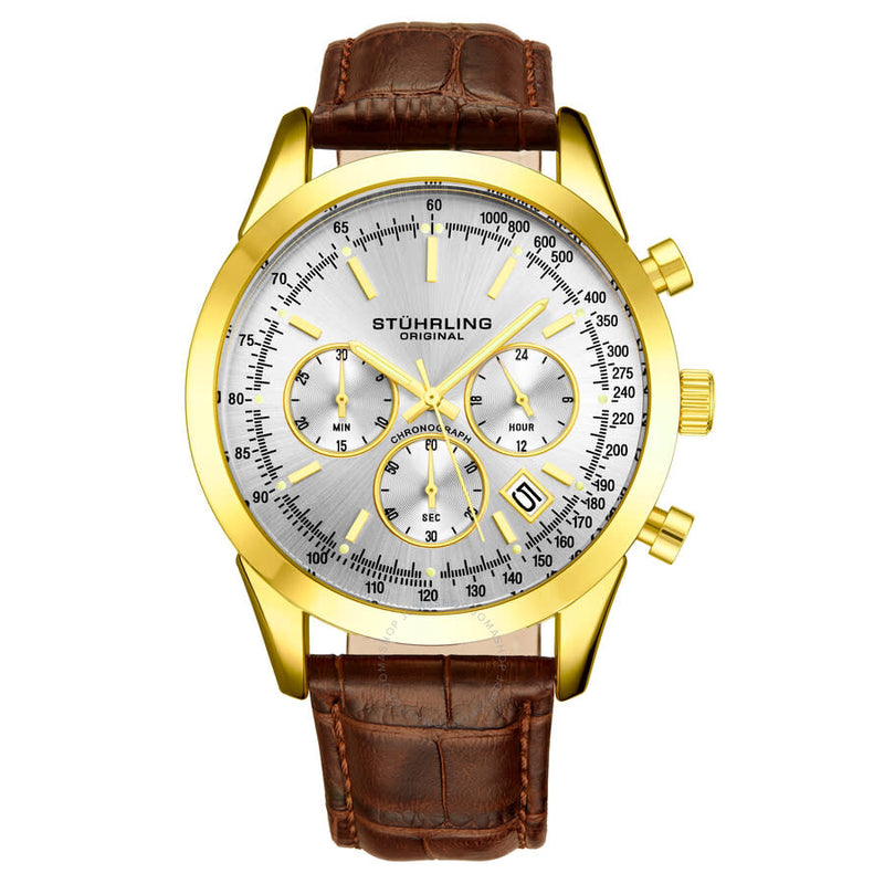 Stuhrling Original Monaco Chronograph Quartz Silver Dial Men's Watch M17171 - The Watches Men & Co