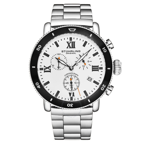 Stuhrling Original Monaco Chronograph Quartz White Dial Men's Watch M17992 - The Watches Men & Co