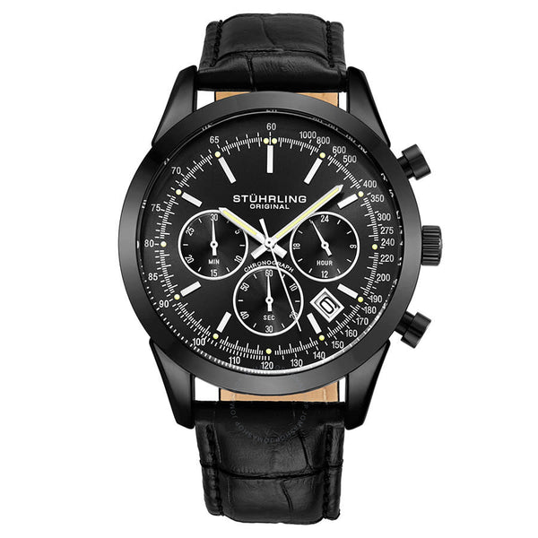 Stuhrling Original Monaco Quartz Black Dial Men's Watch M13651 - The Watches Men & Co