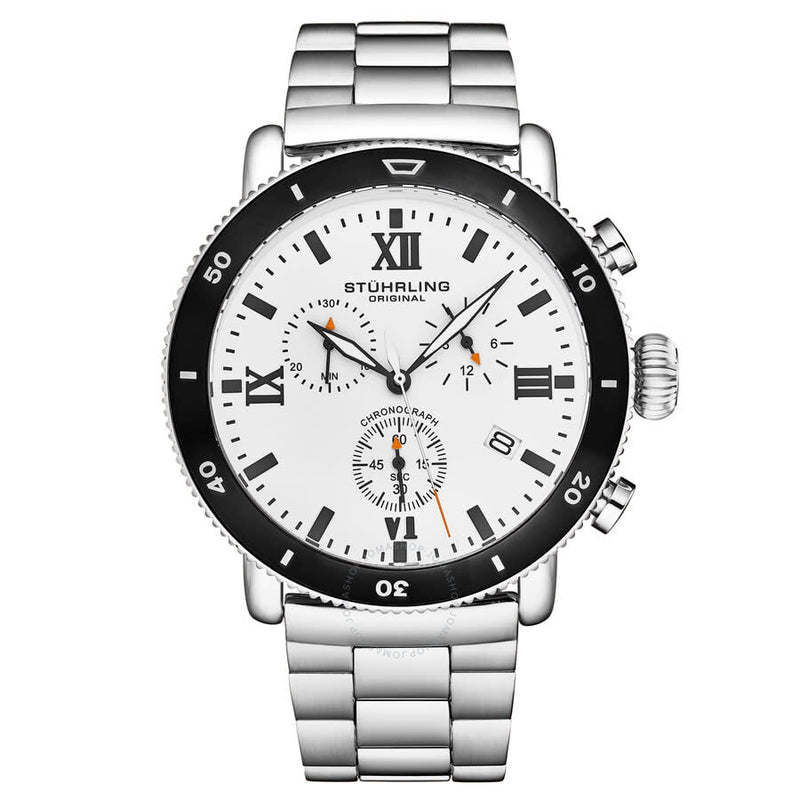 Stuhrling Original Monaco Chronograph Quartz White Dial Men's Watch M17992 - The Watches Men & Co