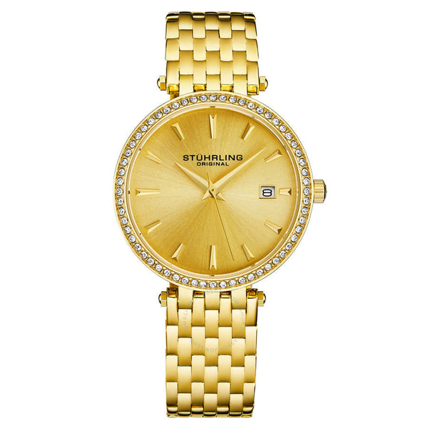 Stuhrling Original Symphony Quartz Gold Dial Ladies Watch M17186 - The Watches Men & Co