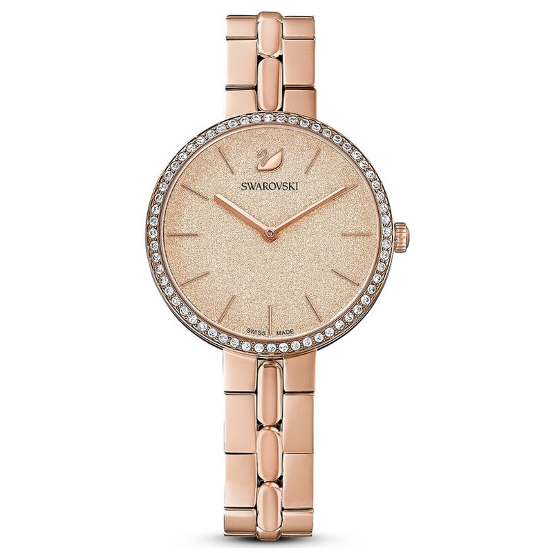Swarovski 5517800 rose gold watch with crystal bezel and champagne dial