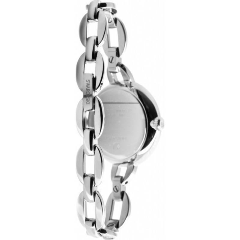 Side view of Swarovski Aila Mini watch displaying silver metal bracelet and case profile