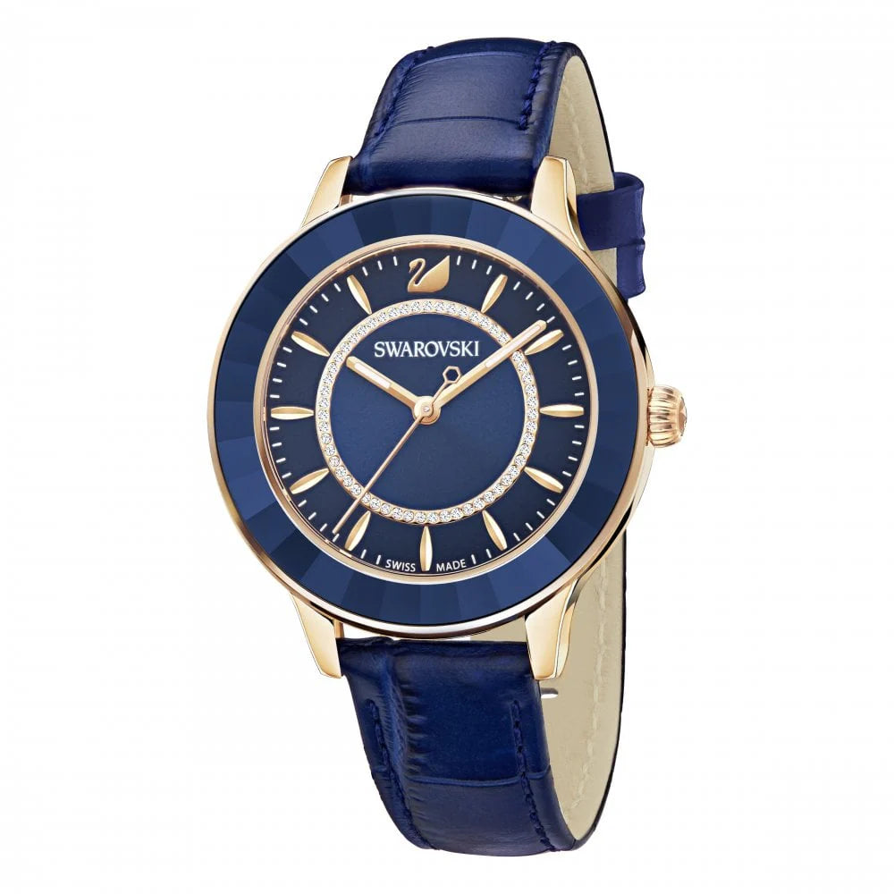 Swarovski Octea Lux Blue Dial Blue Leather Strap Women's Watch 5414413
