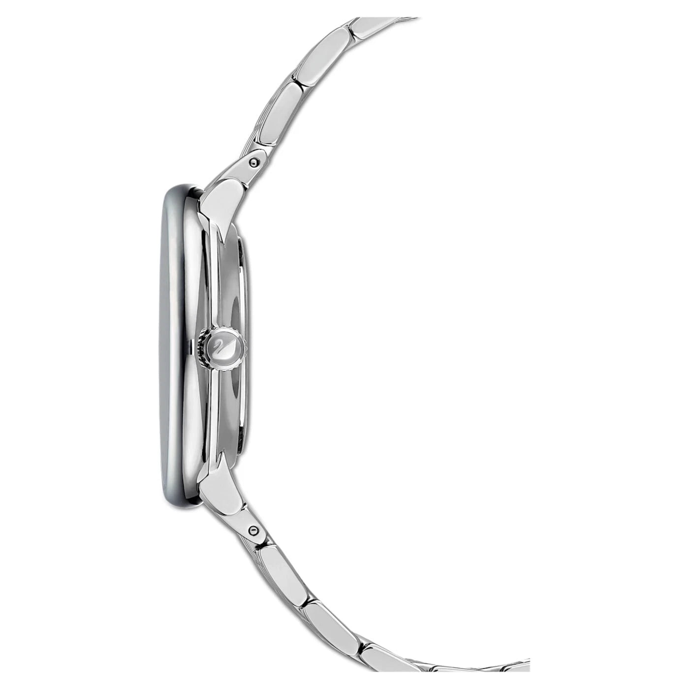 Swarovski Crystalline Chic watch side profile showing thin case and articulated bracelet