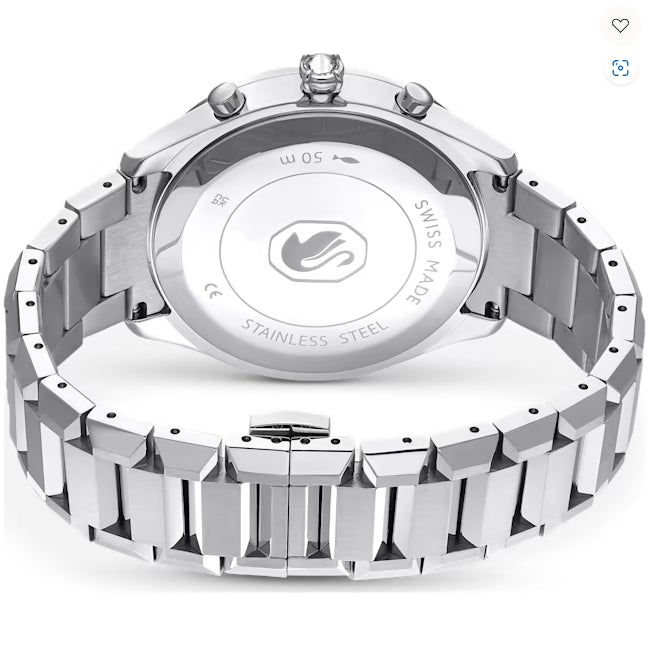 Swarovski Dextera caseback with stainless steel marking and Swarovski logo