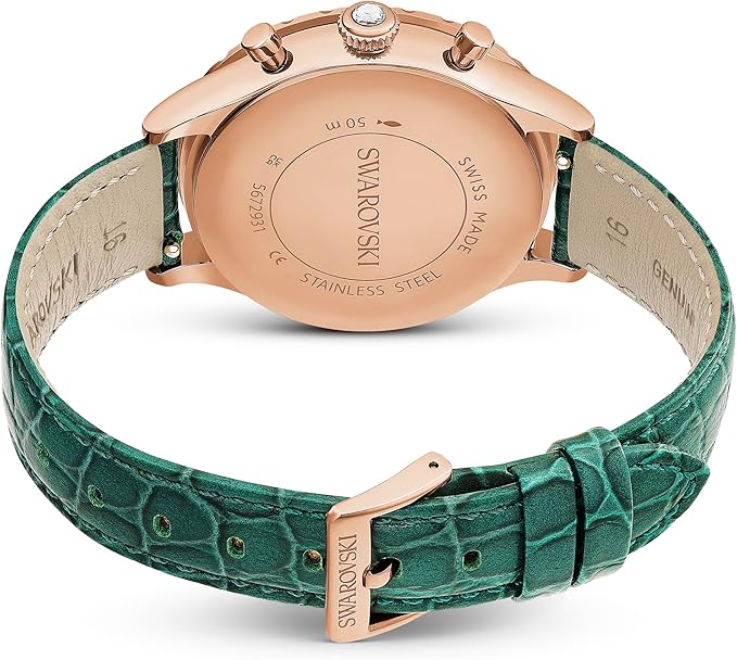 Swarovski Octea Chrono rose gold stainless steel caseback with engraved Swarovski branding