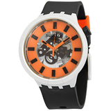 Swatch Bioceramic Orack Quartz Orange Skeleton Dial Watch SB03M104 - The Watches Men & Co