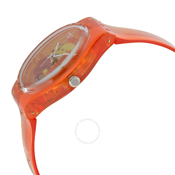 Swatch Bloody Orange Skeleton Dial Orange Plastic Unisex Watch GO116 - The Watches Men & Co #2