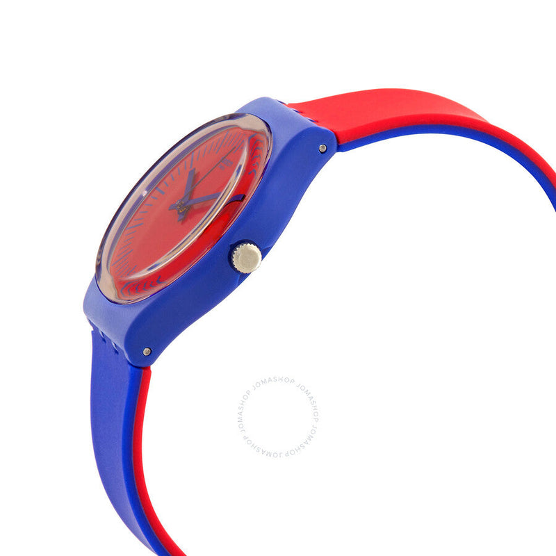 Swatch Blue Loop Quartz Red Dial Unisex Watch GS148 - The Watches Men & Co #2