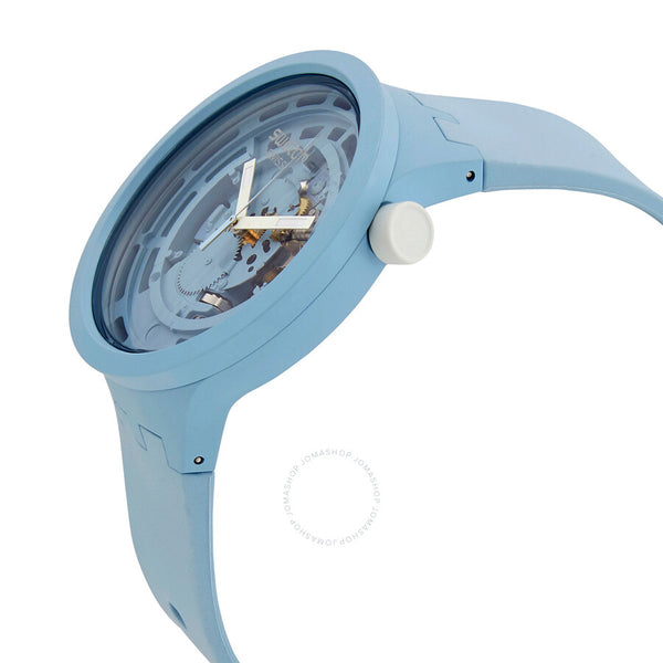Swatch C- Blue Quartz Transparent Dial Unisex Watch SB03N100 - The Watches Men & Co #2