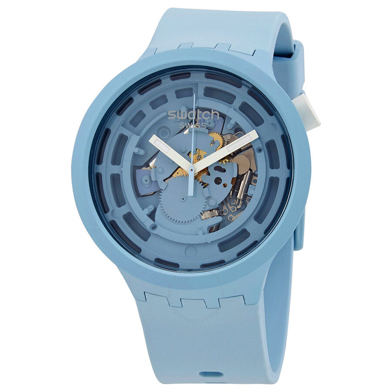 Swatch C- Blue Quartz Transparent Dial Unisex Watch SB03N100 - The Watches Men & Co
