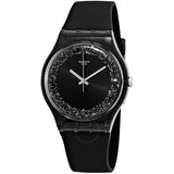 Swatch Darksparkles Black Dial Black Silicone Ladies Watch SUOB156 - The Watches Men & Co