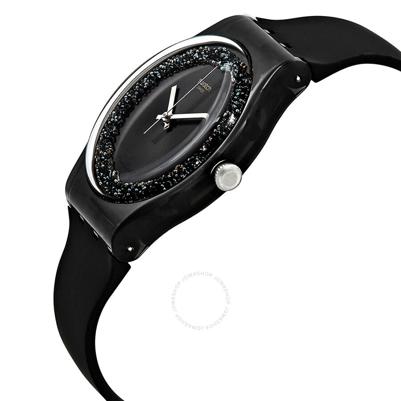 Swatch Darksparkles Black Dial Black Silicone Ladies Watch SUOB156 - The Watches Men & Co #2