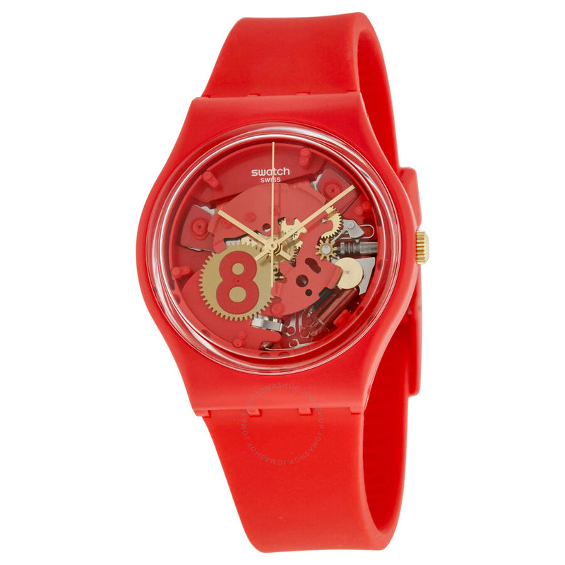 Swatch Eight for Luck Red Silicone Unisex Watch GR166 - The Watches Men & Co