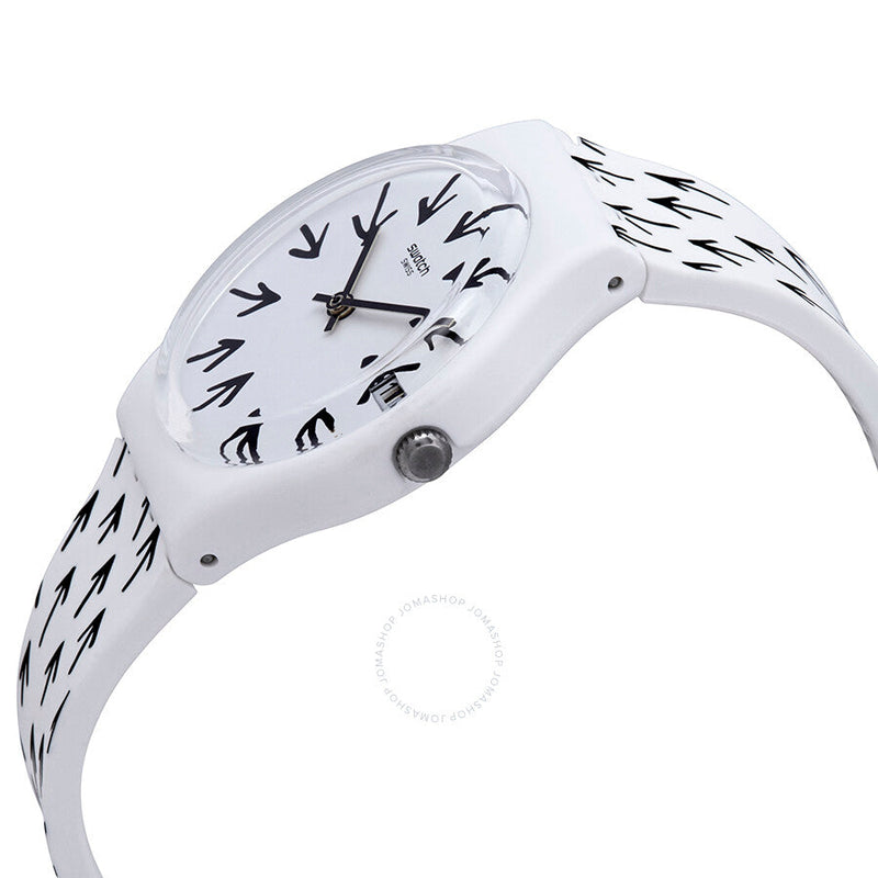 Swatch Frechia White Dial White Silicone Ladies Watch GW409 - The Watches Men & Co #2
