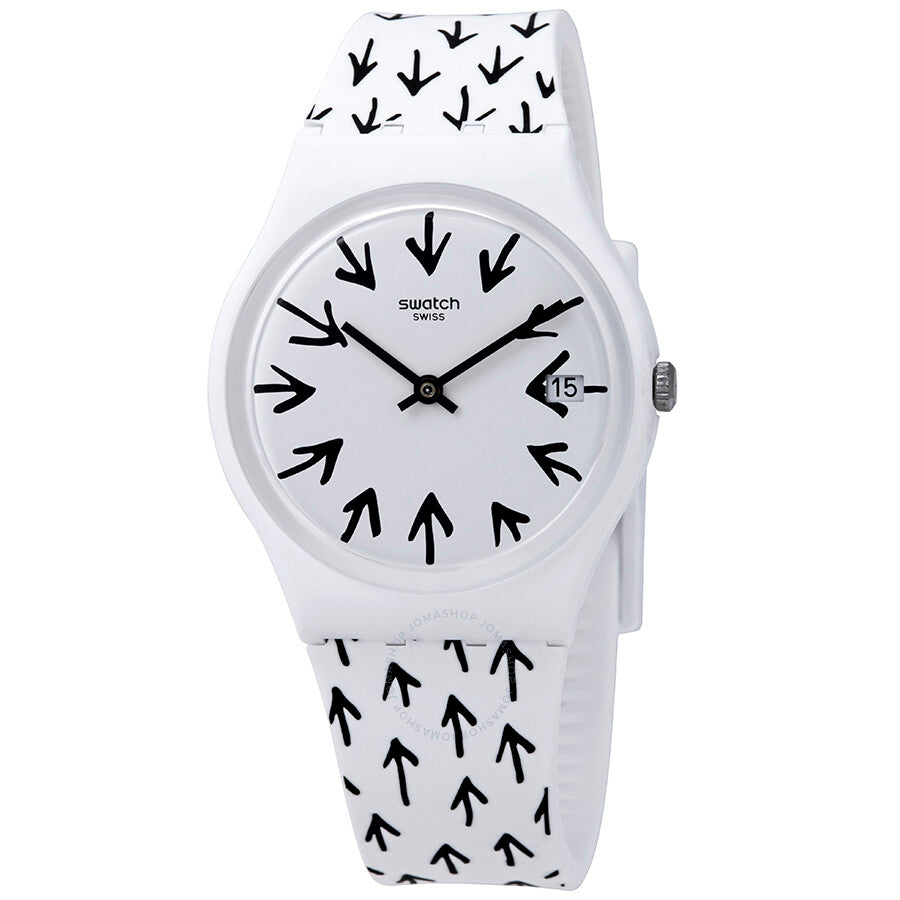 Swatch Frechia White Dial White Silicone Ladies Watch GW409 - The Watches Men & Co