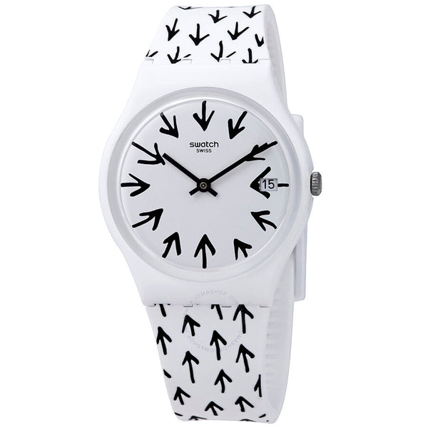Swatch Frechia White Dial White Silicone Ladies Watch GW409 - The Watches Men & Co