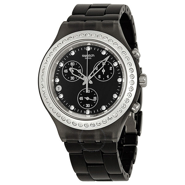 Swatch Irony Diaphane Full Blooded Stoneheart Silver Black Dial Chronograph Unisex Watch SVCM4009AG - The Watches Men & Co
