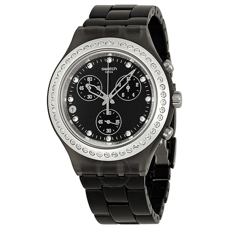 Swatch Irony Diaphane Full Blooded Stoneheart Silver Black Dial Chronograph Unisex Watch SVCM4009AG - The Watches Men & Co