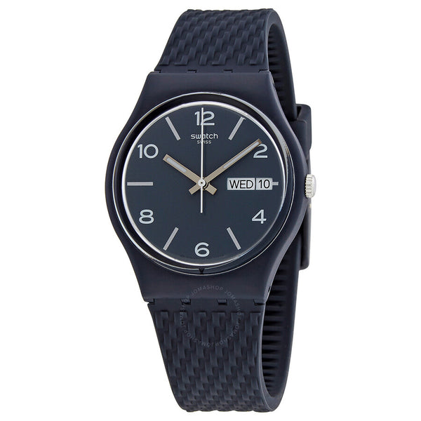 Swatch Laserata Quartz Dark Blue Dial Unisex Watch GN725 - The Watches Men & Co