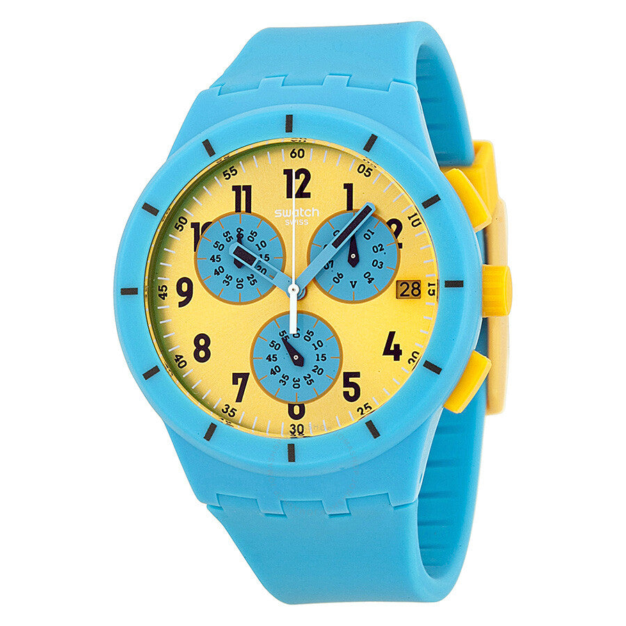 Swatch Maresoli Yellow Dial Blue Rubber Men's Watch SUSS400 - The Watches Men & Co